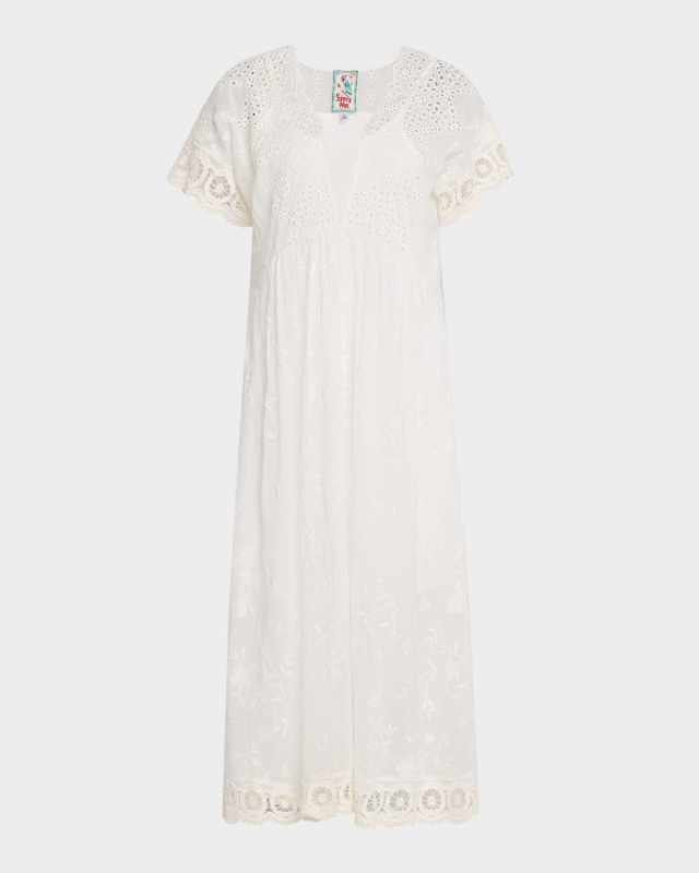 Pina Scalloped Eyelet Embroidered Midi Dress